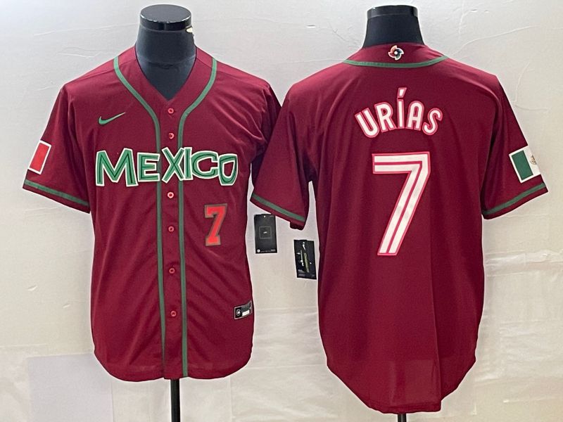 Men 2023 World Cub Mexico #7 Urias Red Nike MLB Jersey2->more jerseys->MLB Jersey